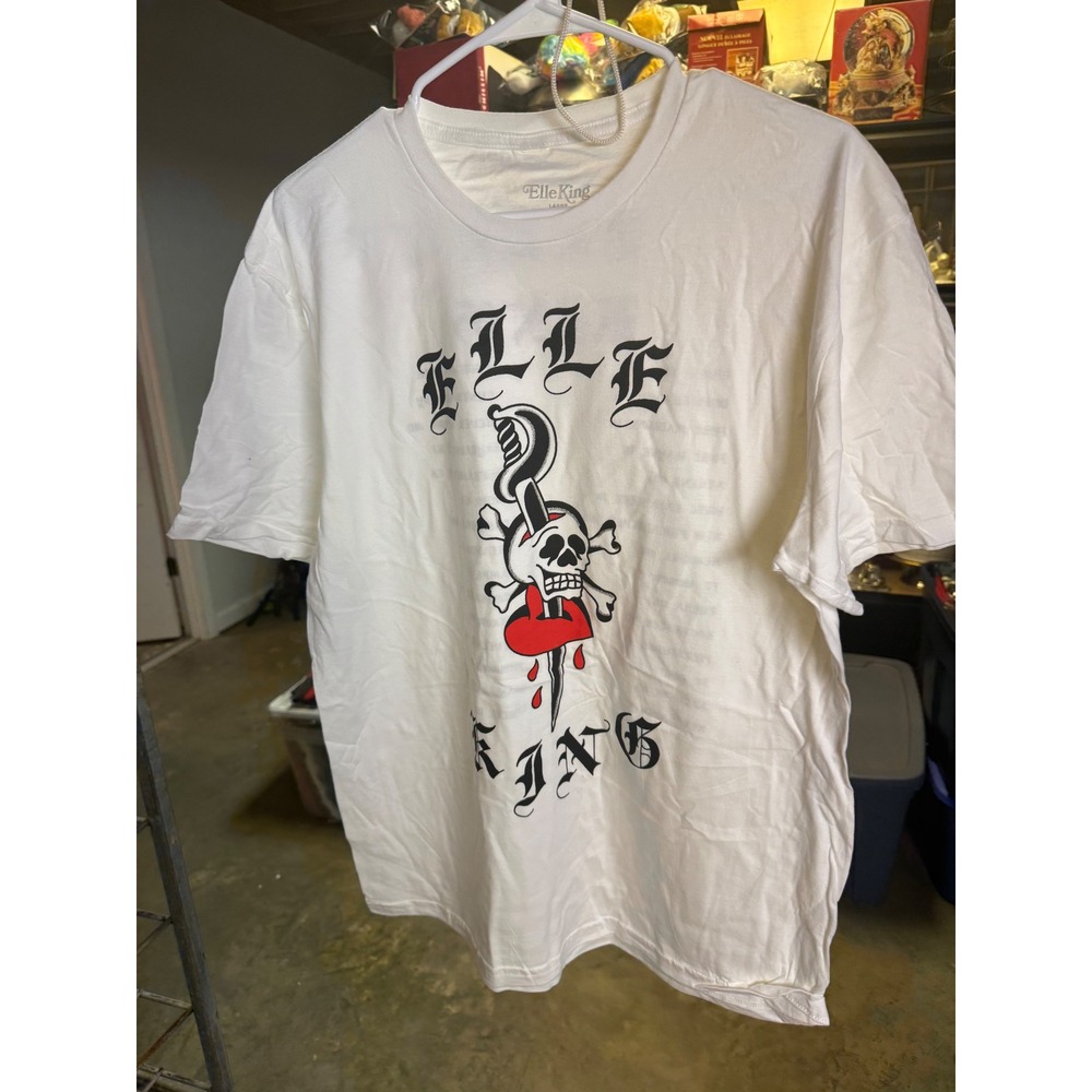Elle King Concert Tour T-Shirt Mens Large White Skull Heart Dagger Graphic Tee